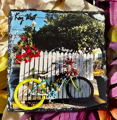 Key West Bicycle Slate Coaster