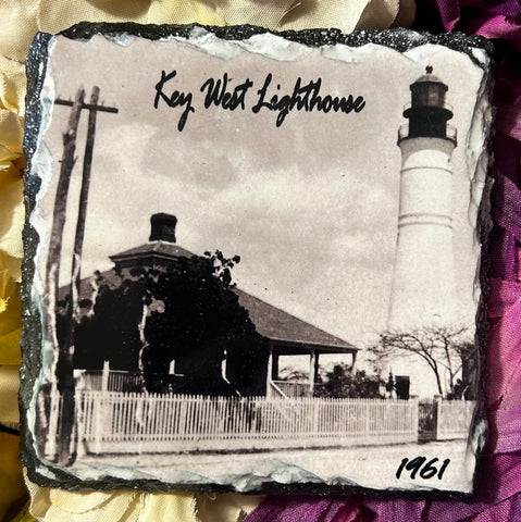 The lighthouse 1961 Slate Coaster