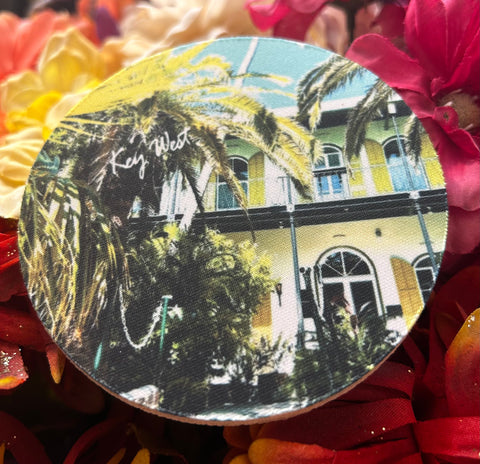 The facade of the Hemingway House Rubber Coaster - Round