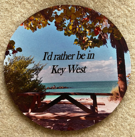 I'd Rather be in Key West at Fort Zach Sandstone Coaster - Round