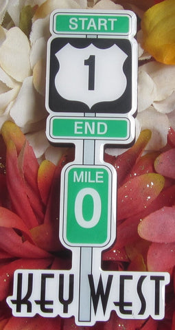 Magnet picture showing a 3D design of the US 1 sign with "START", "END", "Key West" and Mile 0 sign.