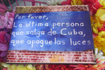 Picture of the 8" x 10" Photo Panel showing a blue sign with white letters on a brick wall: "Por favor, La ultima persona que salga de Cuba, que apague las luces."