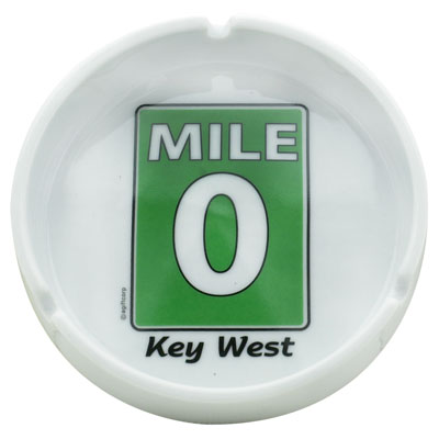 Ashtray picture with the Mile 0 sign and "Key West" at the bottom.