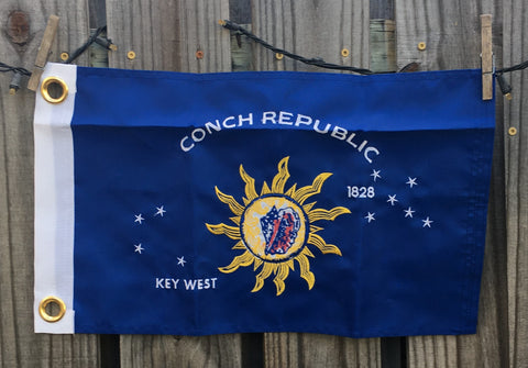 Conch Republic BOAT Flag 12" x 18" Nylon Double Sided Embroidered
