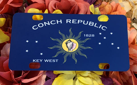 Mini license plate picture showing the Conch Republic Flag