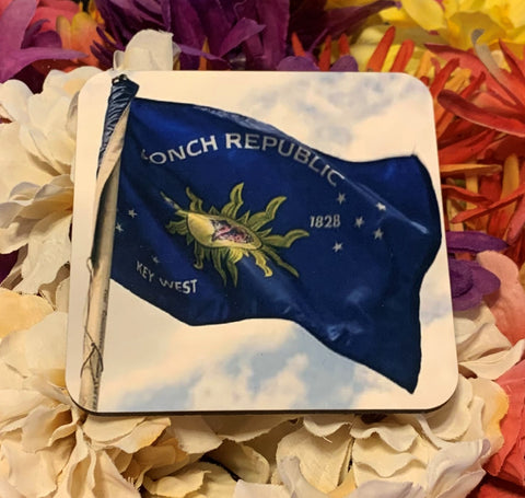 Conch Republic Flag Hardboard Coaster