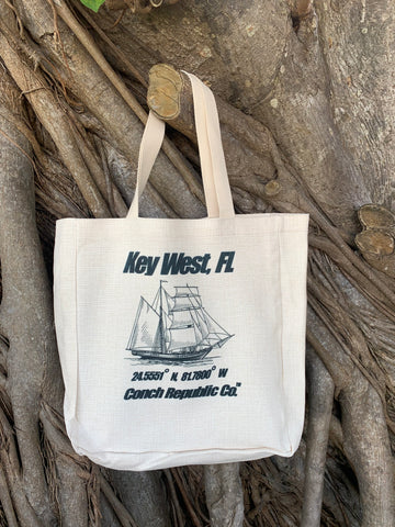Key West Coordinates Hand sewn Shopping Bag