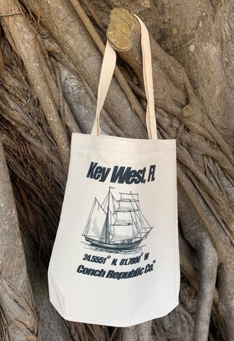 Key West Coordinates Hand sewn Tote Bag