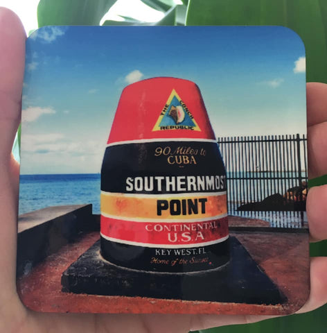 Hardboard Coaster showing a beautiful picture of the Southernmost Point.