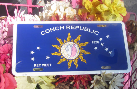 License Plate picture showing the Conch Republic Flag (blue background)