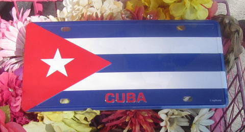 License Plate picture showing the Cuban Flag and a written red matching "CUBA"