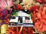 Ceramic Tile 4.25" x 4.25" picture showing a painting of the Green Parrot bar with chickens, dog and bike.