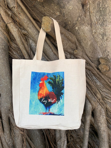 Key West Rooster Hand sewn Shopping Bag