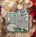 Magnet showing a picture of a key lime pie and its recipe. With "Key West".