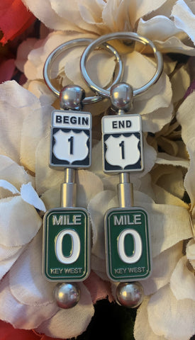 Beginning & End Mile 0 - US 1 Rod Style Key Chain