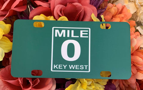 Mini License Plate showing the Mile 0 KEY WEST sign.
