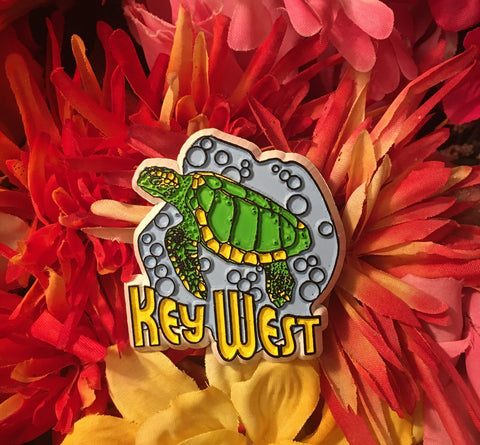 Magnet showing a sea turtle with "Key West".