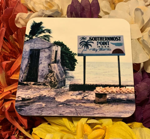 Old Southernmost Point Hardboard Coaster