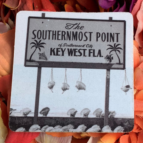 Old Southernmost Point with Conch shells Rubber Coaster