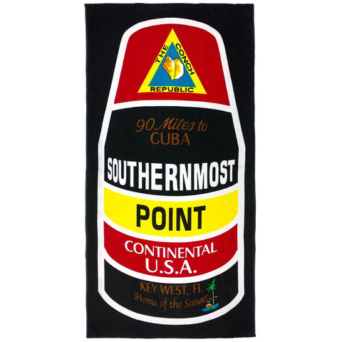 Beach towel picture showing a design inspired by the Southernmost Point.