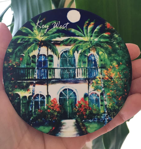 Hemingway House Painting Sandstone Coaster - Round
