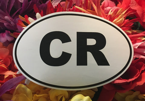 Large sticker showing the black and white CR logo (standing for "Conch Republic").