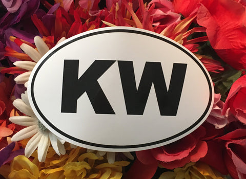 Large sticker showing the black and white KW logo (standing for "Key West").