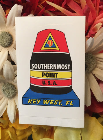 Mini sticker showing the Southernmost Point USA with "Key West, FL".