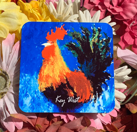 Key West Rooster Hardboard Coaster