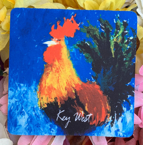 Key West Rooster Rubber Coaster