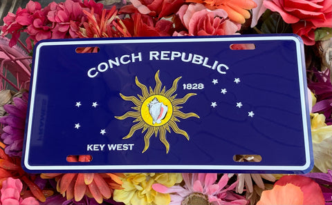 Conch Republic Flag Navy Blue License Plate