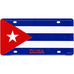 License Plate factory picture showing the Cuban Flag and a written red matching "CUBA"