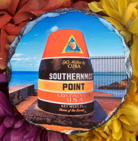 Southernmost Point Slate Coaster - Round