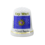 Thimble showing the Conch Republic flag, "Key West" and "The Conch Republic".