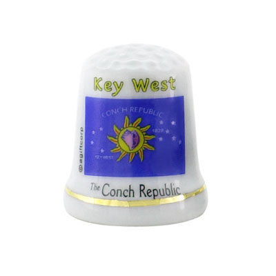 Thimble showing the Conch Republic flag, "Key West" and "The Conch Republic".